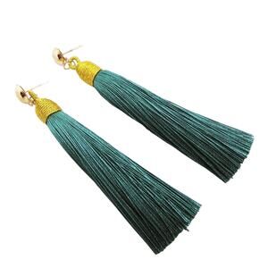 Express Emerald Green Roped Tassel Earrings